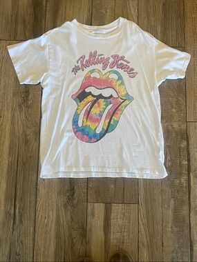 Daydreamer for Free People White Tee with Rainbow Tie-Dye Tongue Graphic